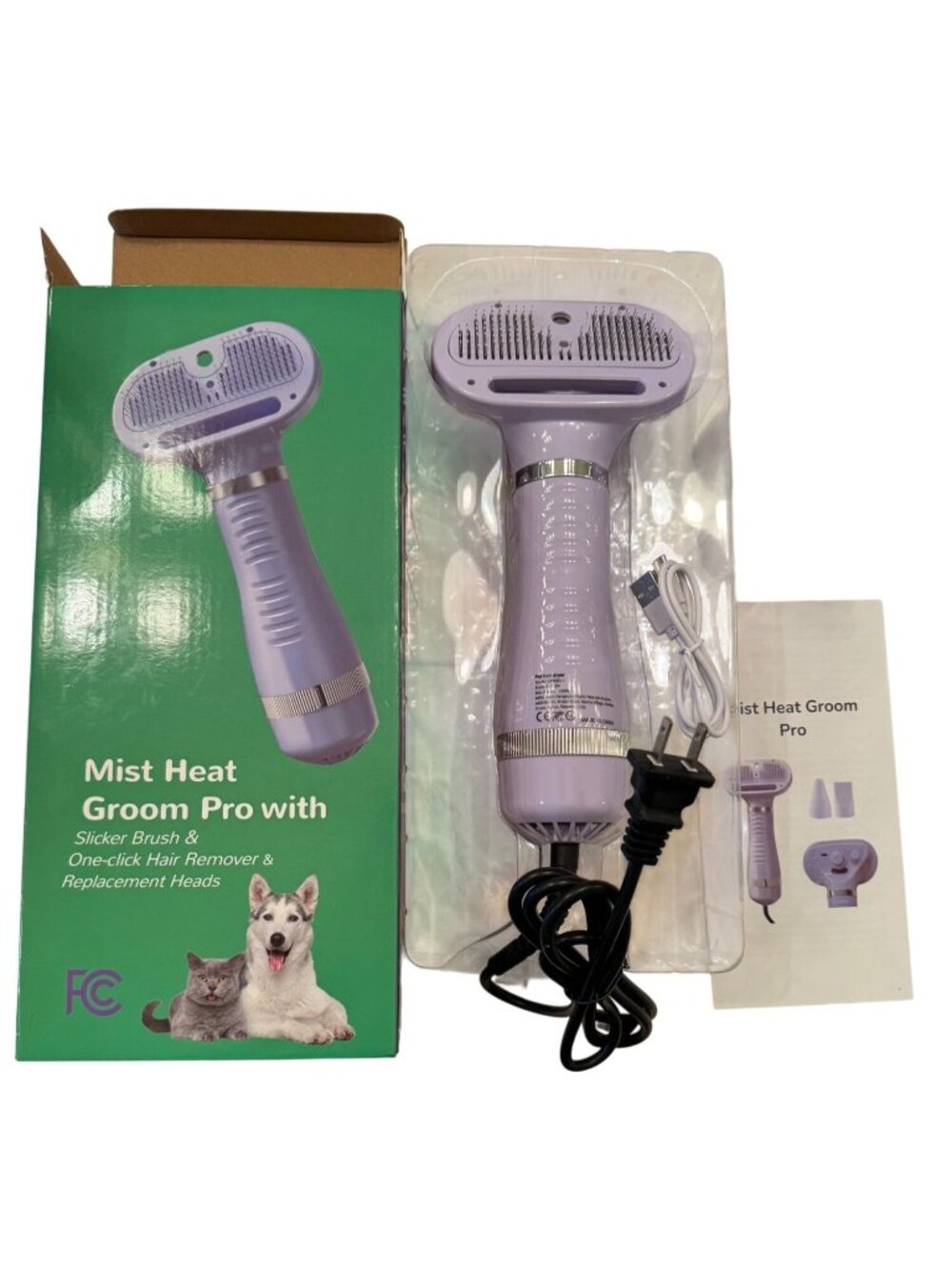 Fido Fave Dog Grooming Mist Heat Groom Pro Brush NWT 3 in 1